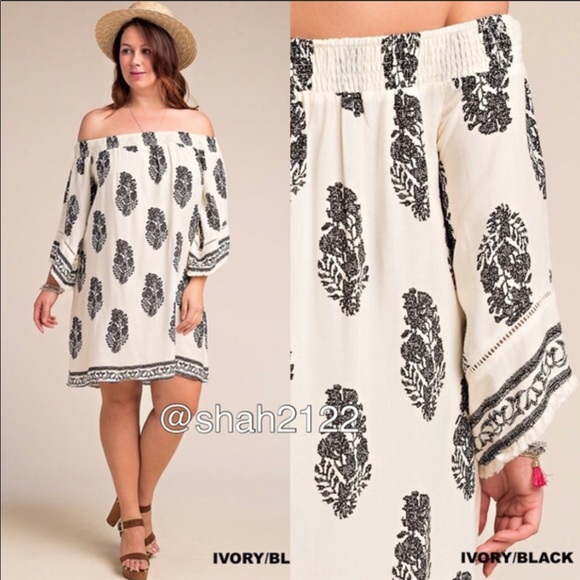 Plus size dress on off the shoulders shift dress - Picture 4 of 4